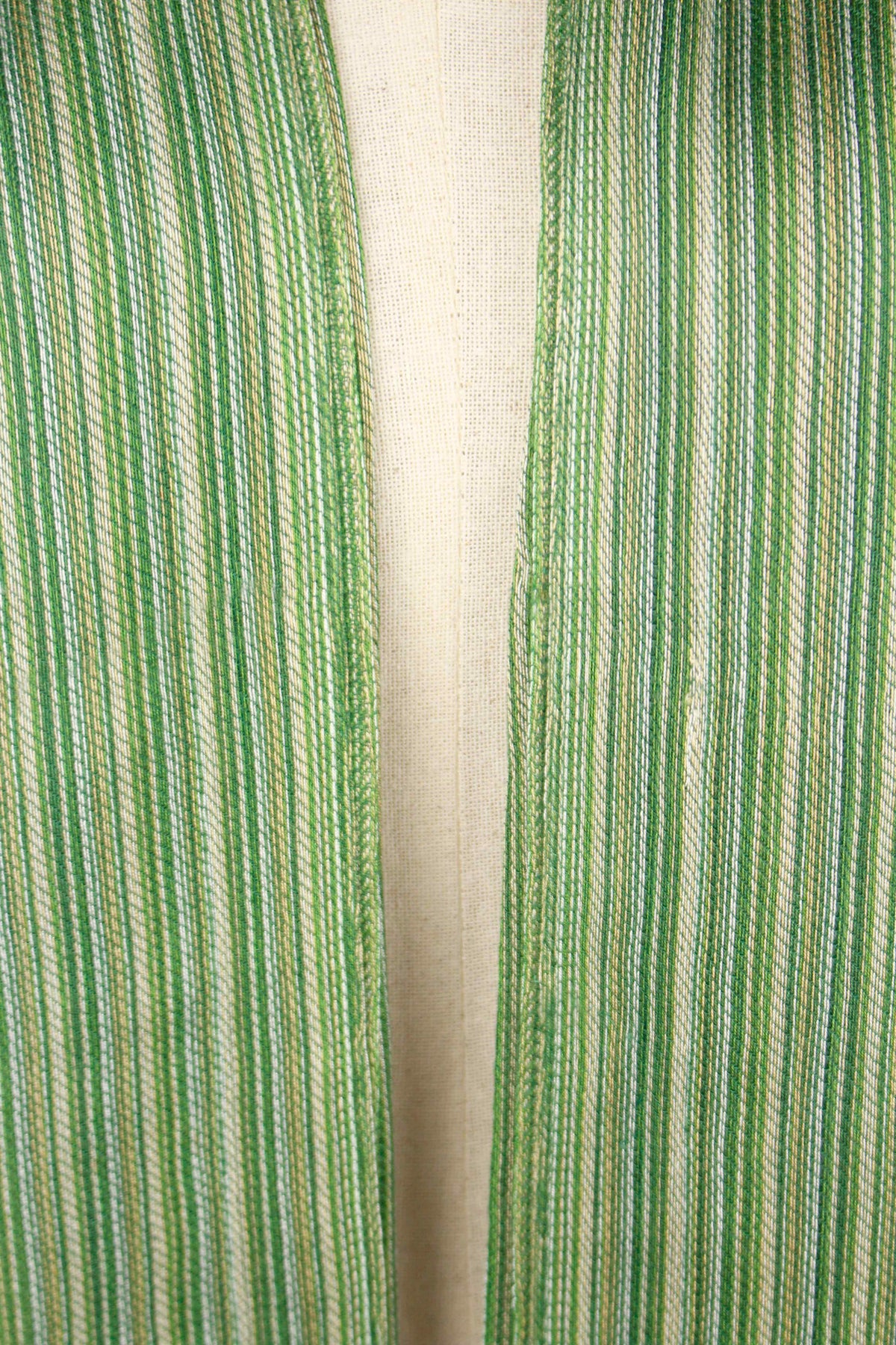 Women's Bamboo Shades of Green Striped Scarf – Fabric Detail