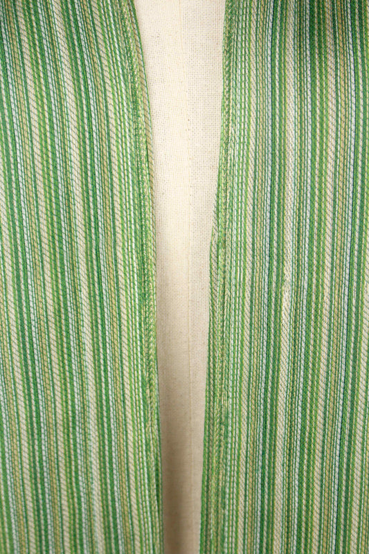Women's Bamboo Shades of Green Striped Scarf – Fabric Detail