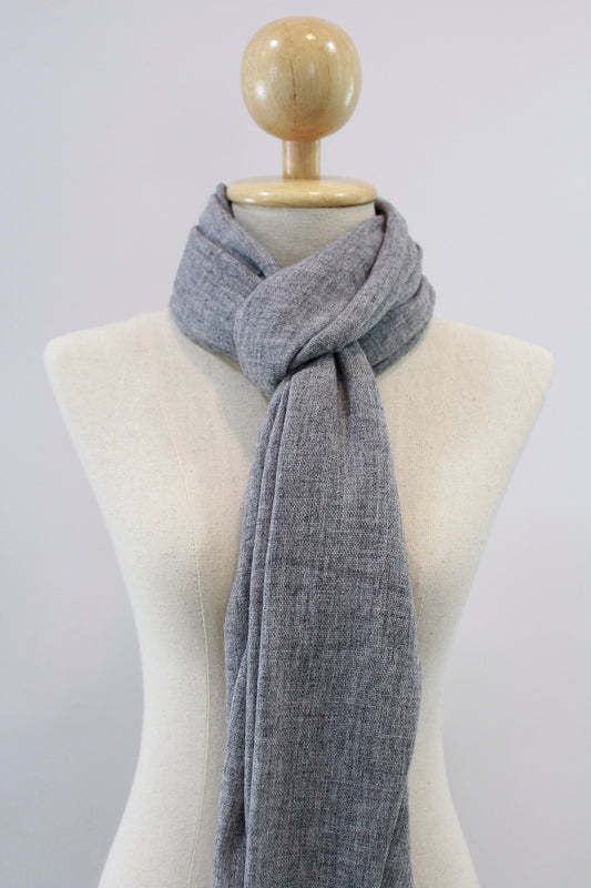 Ash Gray cashmere scarf loop styled on a mannequin.