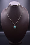 Red Coral & Turquoise Gemstones Silver Pendant Necklace For Women