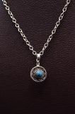 Turquoise Stone Silver Round Pendant Necklace For Women